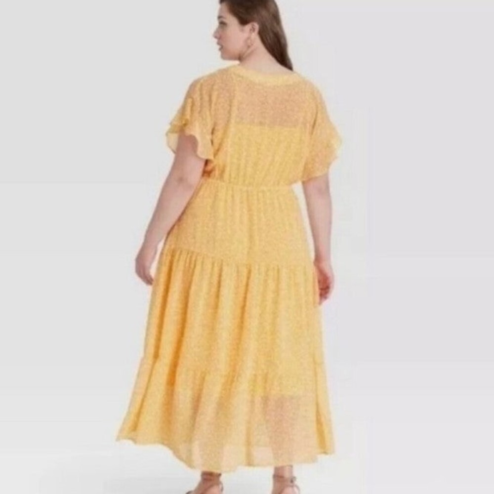 Ava & Viv 0x Flutter Cap Sleeve Maxi Dress Yellow… - image 4